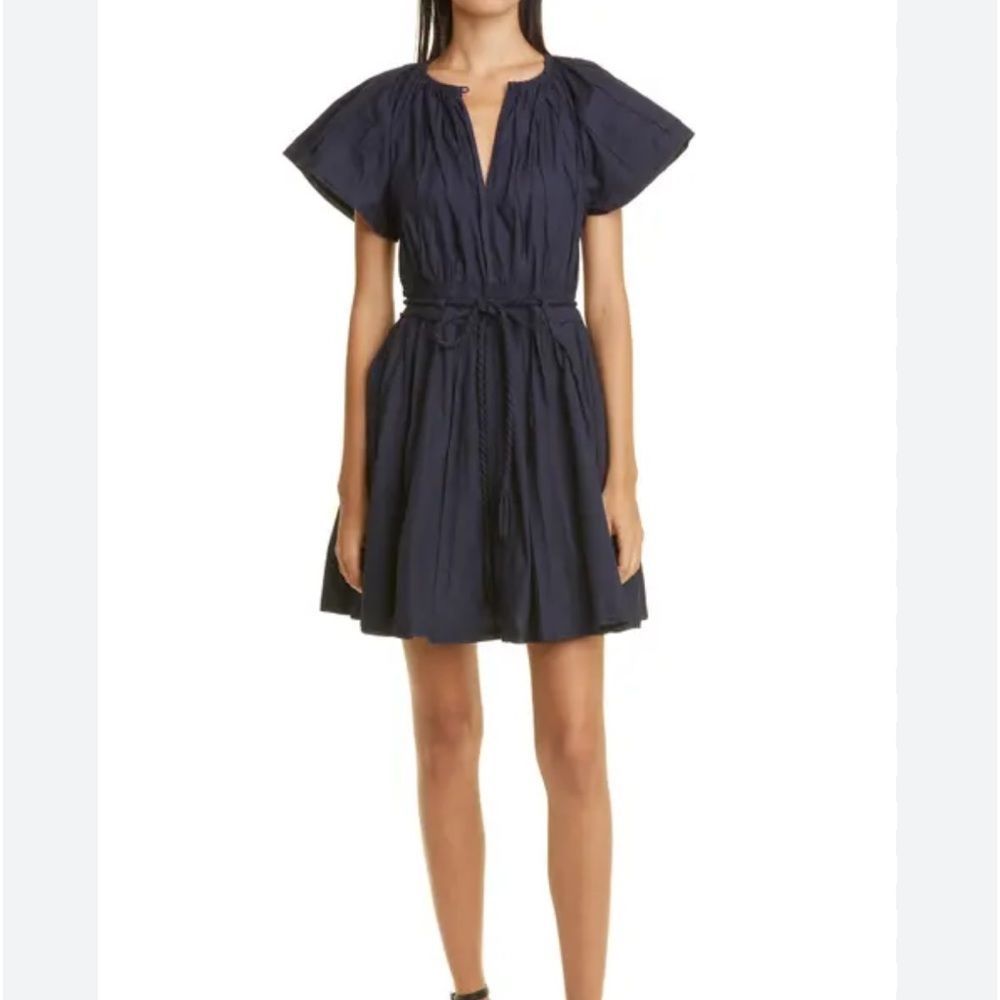 Ulla Johnson Navy Mini Dress with Tie Waist